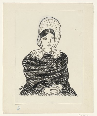 Kvinne i tradisjonell drakt av Leo Gestel (signed by artist)