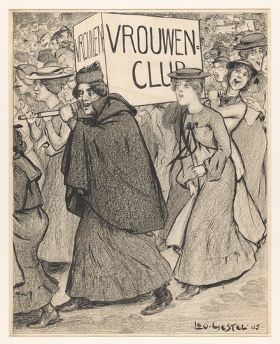 Kvinner i en sorority-parade av Leo Gestel (signed by artist)
