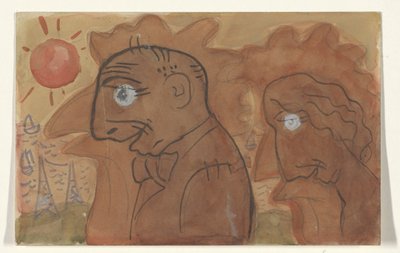 Karikatur av Leo Gestel og hans kone av Leo Gestel