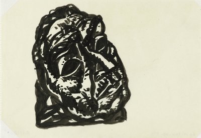 Hodet til en mann som ser skrått opp til høyre av Leo Gestel