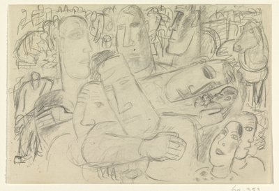 Mennesker, ansikter og en hest av Leo Gestel