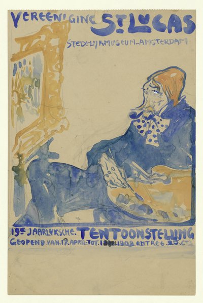 Design for plakaten til den 19. årlige utstillingen til Vereening St. Lukas i Stedelijk Museum i Amsterdam av Leo Gestel