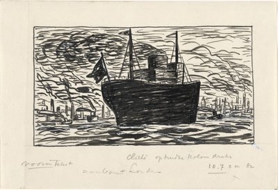 Skipet går inn i London havn (tittel på objekt) av Leo Gestel