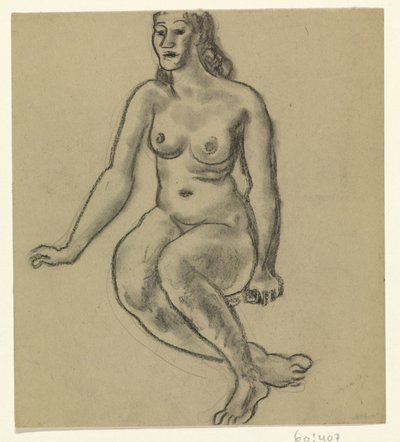 Sittende naken kvinne av Leo Gestel