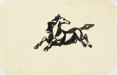 Hoppende hest med hodet vendt bakover Hest uten tittel av Leo Gestel