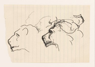 Studieark med løvehoder av Leo Gestel