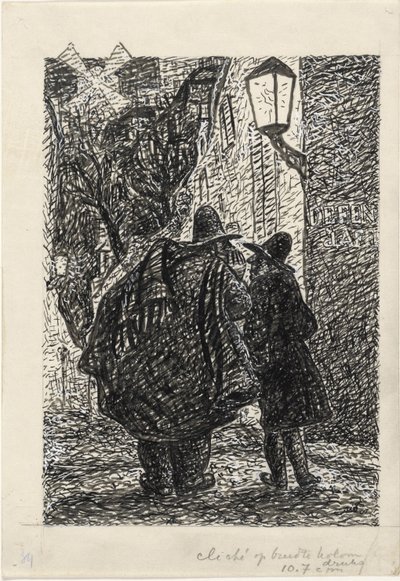 To menn på gaten i mørket av Leo Gestel