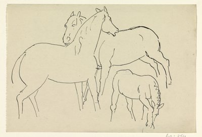 To hester og et føll av Leo Gestel