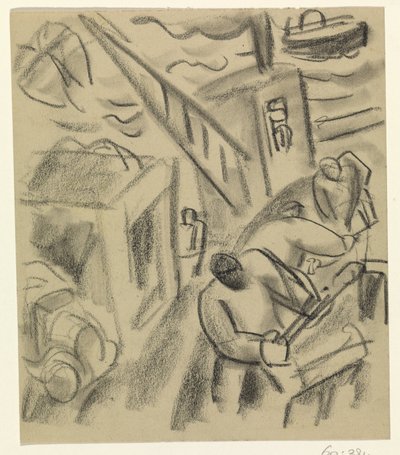 Fisker på en fiskebåt av Leo Gestel