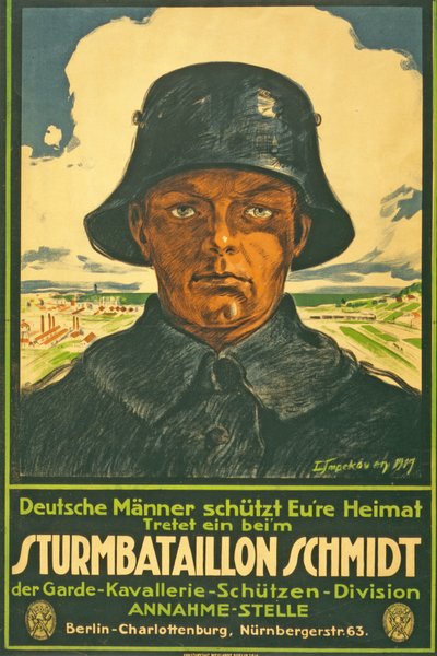 Stormbataljon Schmidt; Tyske menn øser hjemlandet ditt! Gå inn i ... puben. Berlin, 1917 av Leo Impekoven
