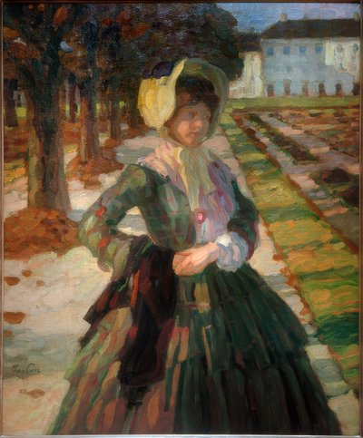 Ung kvinne i grønn kjole av Leo Putz