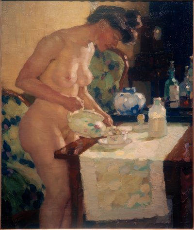 Modell ved tebordet av Leo Putz