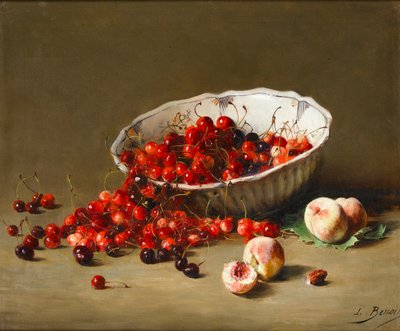 En skål med kirsebær, ca. 1900 av Leon Alfred Benoit