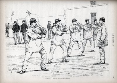 La Boxing - French Armees - tegning av Leon Couturier (1842-1935) - for "" The Flag" - Monitor of the League of Patriotes" - 22. august av Leon Antoine Lucien Couturier