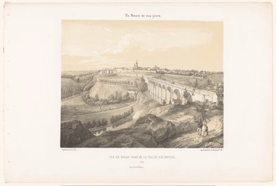 Utsikt over Dinan og viadukten over elven Rance Vue de Dinan-prisen de la Vallée des Noyers (tittel på objekt) Contemporary France (serietittel) La France de nos jours (serietittel på objekt) av Leon Auguste Asselineau