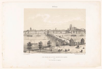 Utsikt over Orléans fra venstre bredd av Loire Orleans. Vue prize de la rive gauche de la Loire (tittel på objekt) Contemporary France (serietittel) La France de nos jours (serietittel på objekt) av Leon Auguste Asselineau