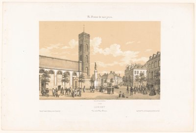 Utsikt over Place Bisson i Lorient lorient. Vue de la place Bisson (tittel på objekt) Contemporary France (serietittel) La France de nos jours (serietittel på objekt) av Leon Auguste Asselineau
