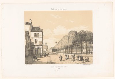 Tog til Place Du Guesclin i Dinan Place Duguesclin à Dinan (tittel på objekt) Dagens Frankrike (serietittel) La France de nos jours (serietittel på objekt) av Leon Auguste Asselineau