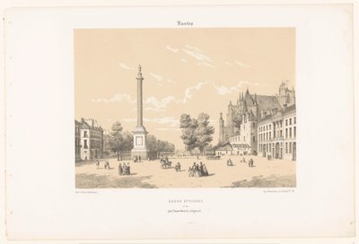 Utsikt over Place Maréchal-Foch og Cours Saint-Pierre i Nantes Nantes. Cours St. Pierre (tittel på objekt) Contemporary France (serietittel) La France de nos jours (serietittel) av Leon Auguste Asselineau