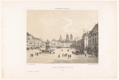 Utsikt over Place du Martroi i Orléans Place du Martroi à Orléans (tittel på objekt) Moderne Frankrike (serietittel) La France de nos jours (serietittel på objekt) av Leon Auguste Asselineau