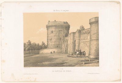 Utsikt over et av tårnene til slottet i Dinan Le château de Dinan (tittel på objekt) Contemporary France (serietittel) La France de nos jours (serietittel på objekt) av Leon Auguste Asselineau