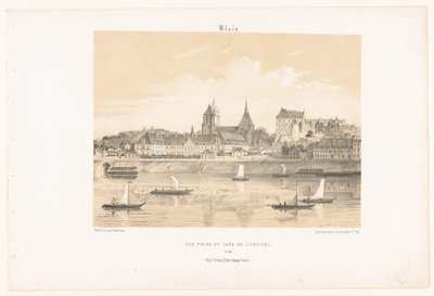 Utsikt over sykehuset i Blois fra den andre siden av Loire blois. Vue-pris en face de l