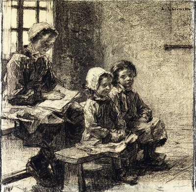 Små jenter ved skolen i Mont-Saint-Pere, av Leon Augustin Lhermitte