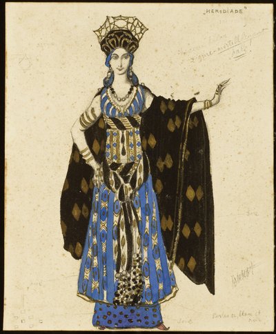 Et kostymedesign for "Salome": Herodiade, av Leon Bakst