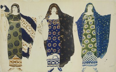 Kostymedesign for Oedipus at Colonus av Sophocles, 1904 (wc på papir) av Leon Bakst