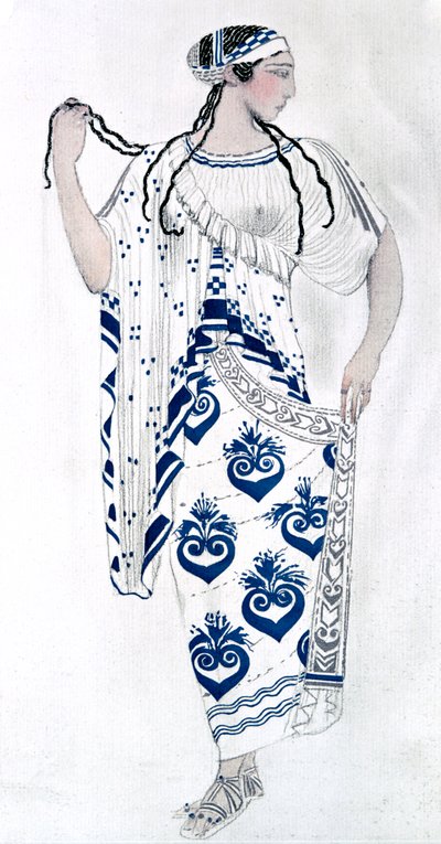 Kostymedesign for Ida Rubinstein som Helen i balletten Helen of Sparta, 1912 av Leon Bakst