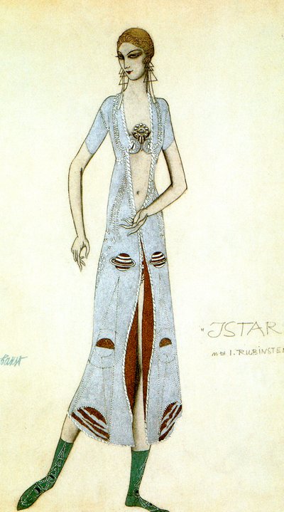 Kostymedesign for Ida Rubinstein som Ishtar, 1924. av Leon Bakst