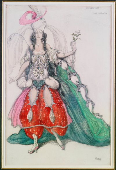 Kostymedesign for Jane Marnac som Zobeide fra "Scheherazade" av Leon Bakst