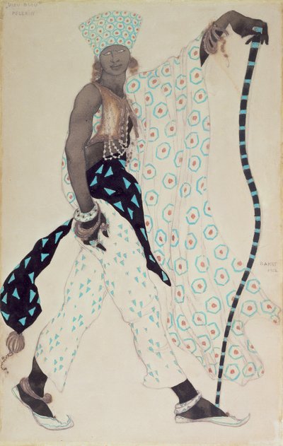 Kostymedesign for `Le Pelerin: Blue God, 1912 av Leon Bakst