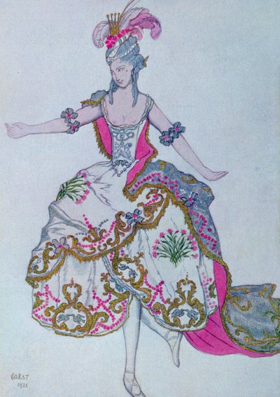 Kostymedesign for The Fairy Carnation, fra Tornerose av Leon Bakst