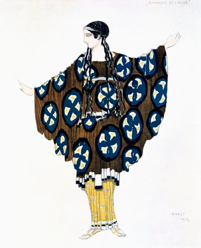 Kostymedesign for en Ballets Russes-produksjon av Ravels Daphnis et Chloe, 1912 av Leon Bakst