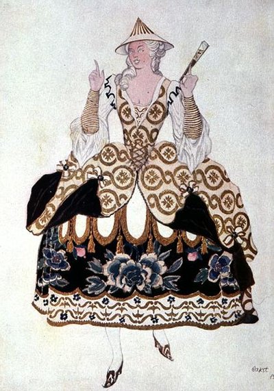 Kostymedesign for en kinesisk dame, fra Tornerose av Leon Bakst