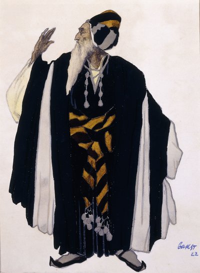 Kostymedesign for en jødisk eldste for dramaet "Judith" av Leon Bakst