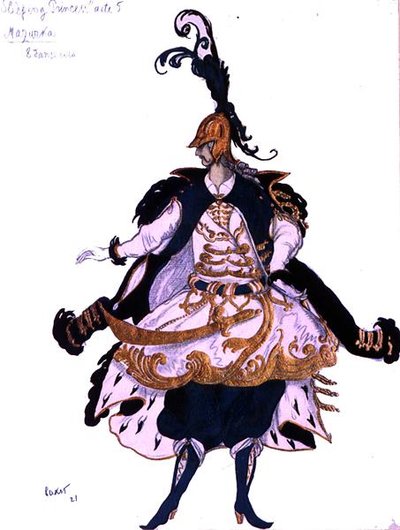 Kostymedesign for en Mazurka (Gentleman), fra Tornerose av Leon Bakst