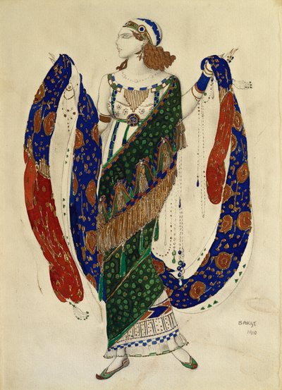 Kostymedesign for en danser fra "Cleopatra", 1910 av Leon Bakst