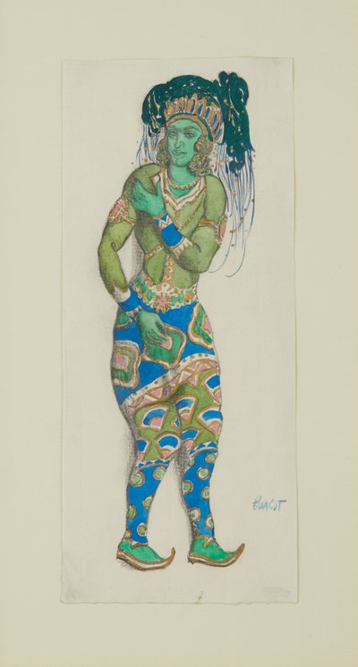 Kostymedesign for Ballet Blue God av R. Hahn, 1910. av Leon Bakst