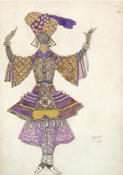 Kostymedesign for Ballet Blue God av R. Hahn, 1911 av Leon Bakst