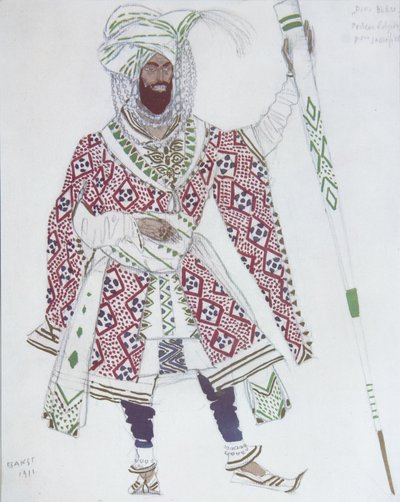 Kostymedesign for Ballet Blue God av R. Hahn, 1912 av Leon Bakst