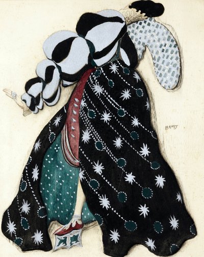 Kostymedesign for balletten ""La Legende de Joseph"" av R. Strauss - Bakst, Leon (1866-1924) - 1914 - Akvarell, Gouache på papir - 33x28 - Privat samling av Leon Bakst