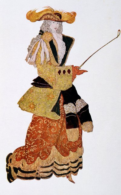 Kostymedesign for Marchioness Hunting, fra Sleeping Beauty, 1921 av Leon Bakst