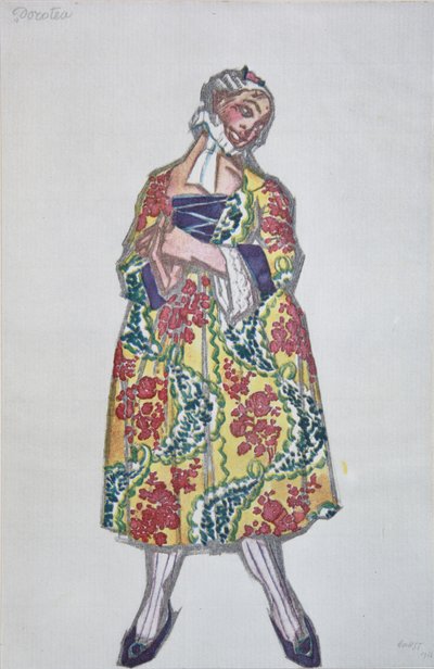 Kostymedesign for balletten Kvinner i godt humør av C. Goldoni, 1917 av Leon Bakst