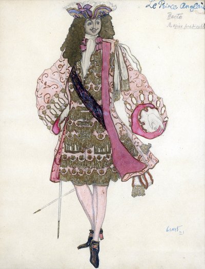 Kostymedesign for balletten Sleeping Beauty av P. Tchaikovsky - Bakst, Leon (1866-1924) - 1921 - Akvarell, Gouache på papir - 28x21 - Privat samling av Leon Bakst