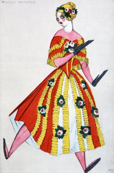 Kostymedesign for balletten The Magic Toy Shop av G. Rossini, 1919 av Leon Bakst