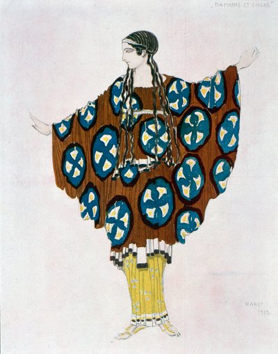 Kostyme for Daphnis og Chloe av Maurice Ravel (1875-1937) 1912 (akvarell) av Leon Bakst