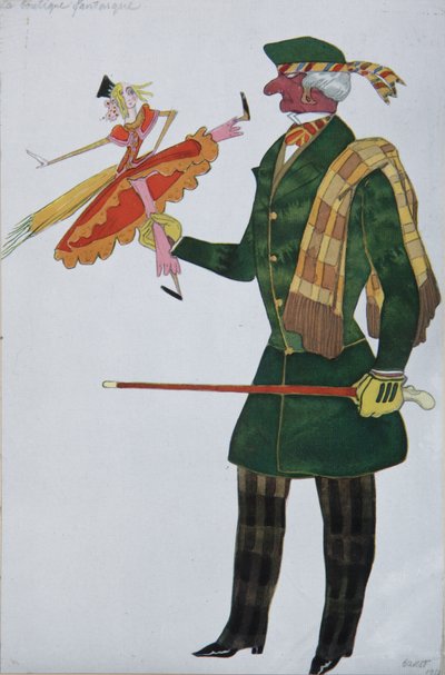 engelskmann. Kostymedesign for balletten The Magic Toy Shop av G. Rossini, 1919 av Leon Bakst