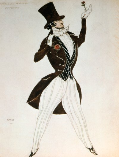 Florestan, design for et kostyme for balletten Carnival komponert av Robert Schumann, 1919 av Leon Bakst